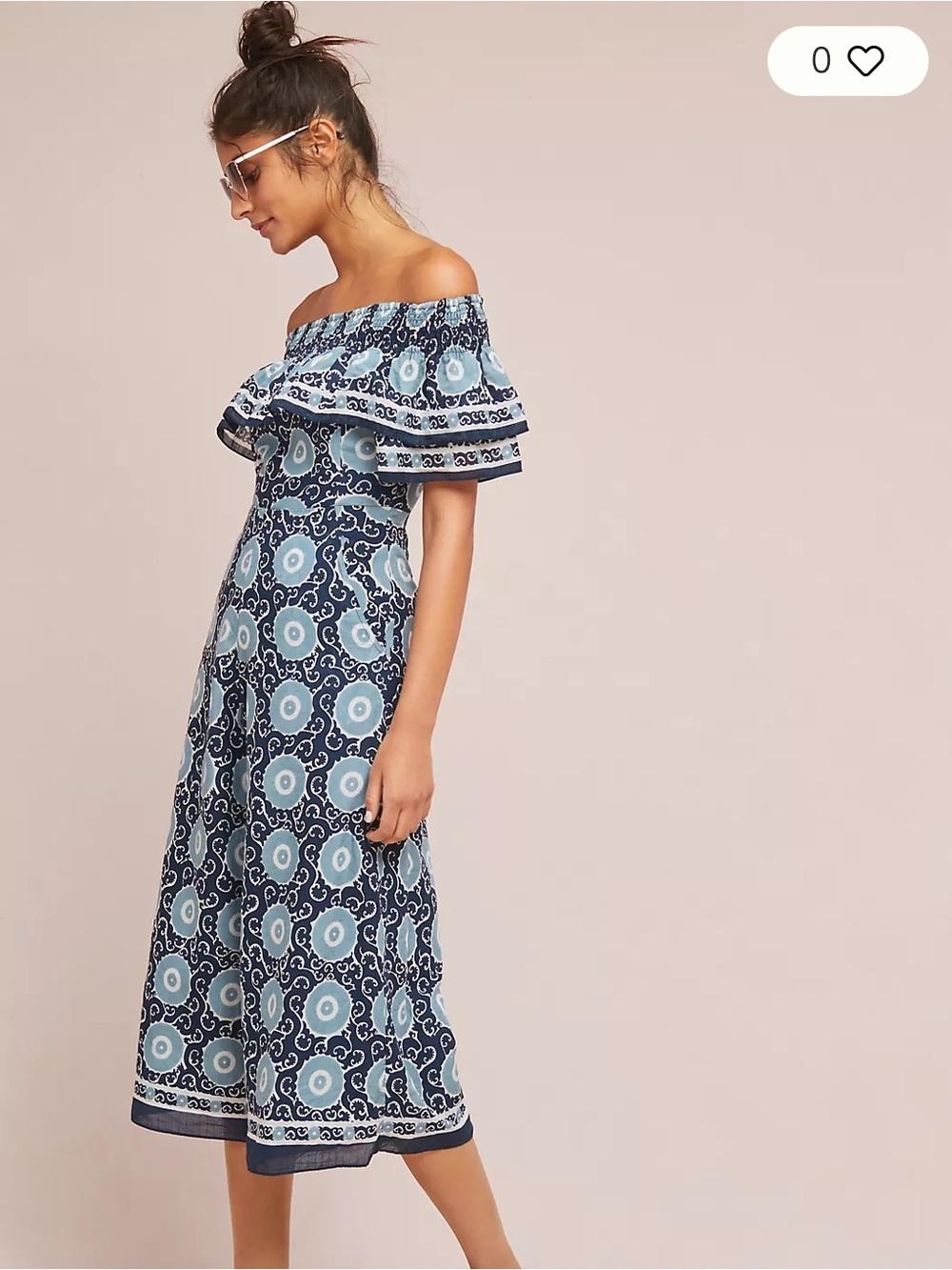 Anthropologie Kopal Biji Suzani Ruffle Off-The-Shoulder Jumpsuit Romper - Medium